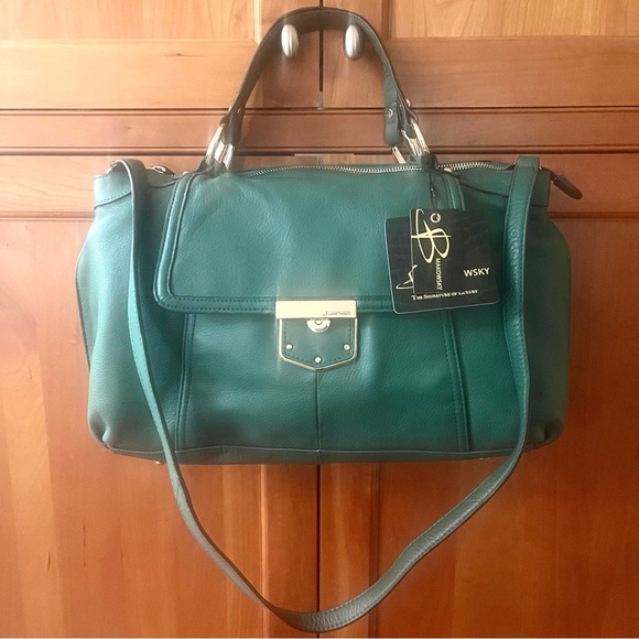 B Makowsky Spacious Genuine Leather Shoulder & Satchel & Crossbody Bag - Picture 1 of 12
